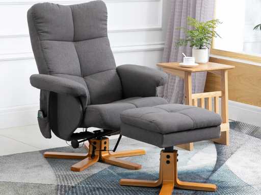  Fauteuil relaxant avec repose-pieds, espace de rangement