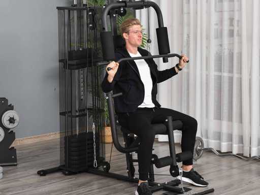 Weight training station full bench press