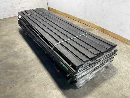 Vuren gevelbekleding halfhouts rabat zwart - 305x13,6x1,8 cm (100x)