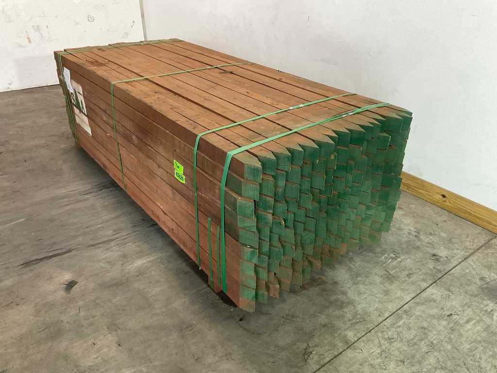 Borne en bois dur Azobé pointue 250x7x7 cm (10x)