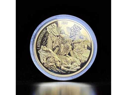 De Passie van Christus Opstanding van Jezus Verguld Geplateerde Herdenkingsmunt 2015 Proof 40 mm Gratis EU-verzending