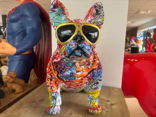 Bulldog Zit Bril Graffiti H45cm