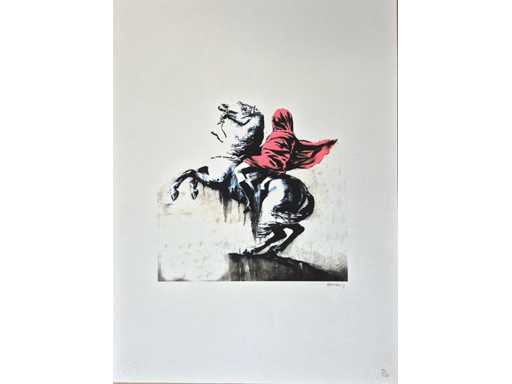Litografa Banksy 'Uomo Cavallo Rosso'