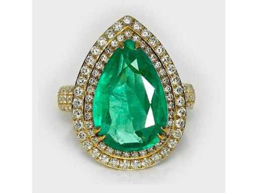Bague de haute joaillerie Zambie naturelle Émeraude bleu-vert intense (couleur rare) 7,77 carats