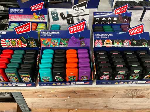 Prof & Champ Various Lighters in display (120x)