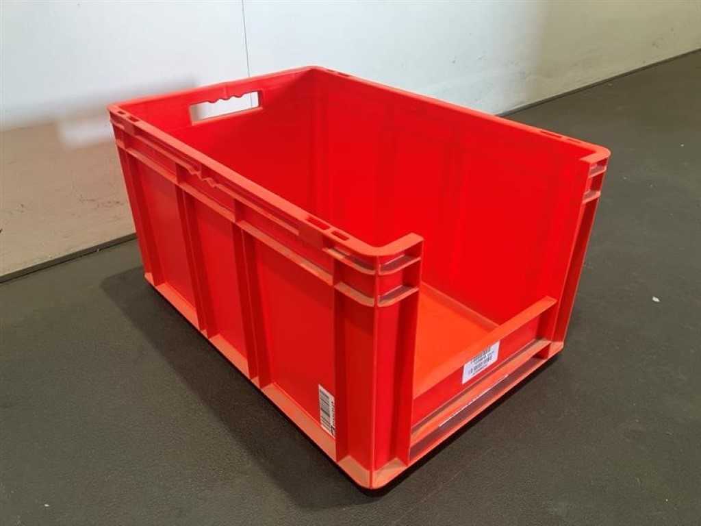 24 x Stacking bin 600x400x320 mm, front open, red, second-hand