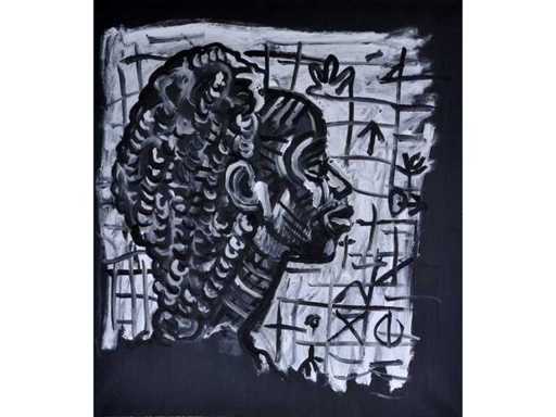 Peter Klashorst - Portret VII - Acryl op zeildoek - 90x80 cm - 2007