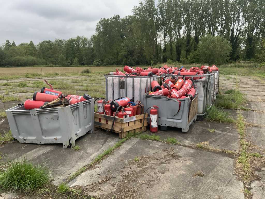 batch of fire extinguishers and IBC containers