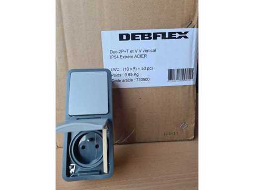DEBFLEX - LEXMAN - IP54 EXTREM ACIER - 730500 - Interrupteur Va et Vient + Prise Extérieure Etanche Intérieur/Extérieur jamais utilisé (50x)