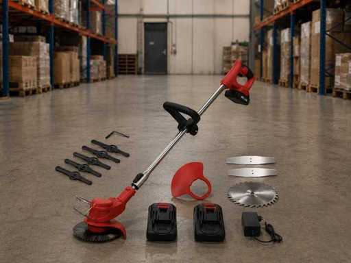 Edge Trimmer - Grass Trimmer - Brush Cutter - Incl. 2 batteries and charger - Red