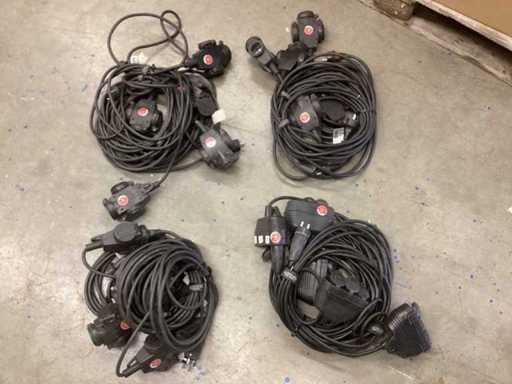 Cables de extensión de goma de alta calidad, de alta calidad con toma simple y múltiple, 20 piezas, 5 m de longitud, triple distribuidor - pruebas hasta 2025