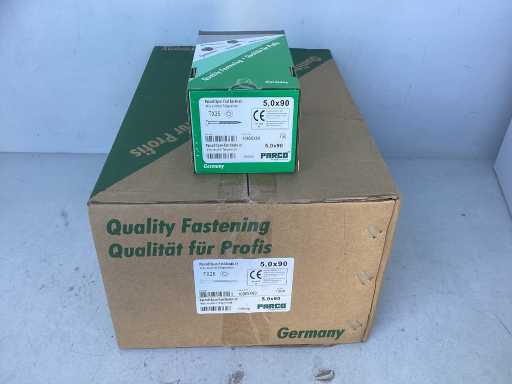 12x PARCO/KÖGEL tx 25 houtschroeven 1200 stuks 5.0x90mm verzinkt 