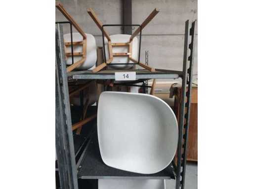 8x white bar stool (wooden frame (excl. transport cart) (8x)