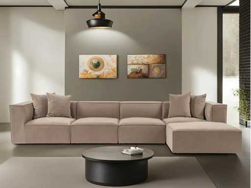 XXL Modular Corner Sofa Cappuccino in Linen 430 cm - Right