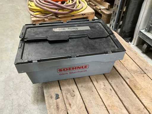 6 stuks plastic kist met deksel 60x40x23 cm met zwart scharnierende deksel