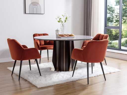 Chaises avec accoudoirs - Velours et métal - Terracotta - de Pascal MORABITO (x4)