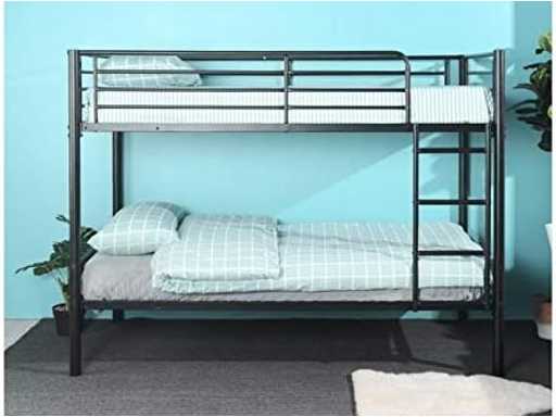 Lit superposé Adulte Urbain en métal Noir époxy - Sommiers Inclus - l 90 x L 190 cm