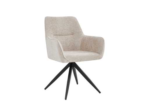 Colenis - Tess Dining Chair - Set of 4 - Beige - Chenille Fabric - With armrest