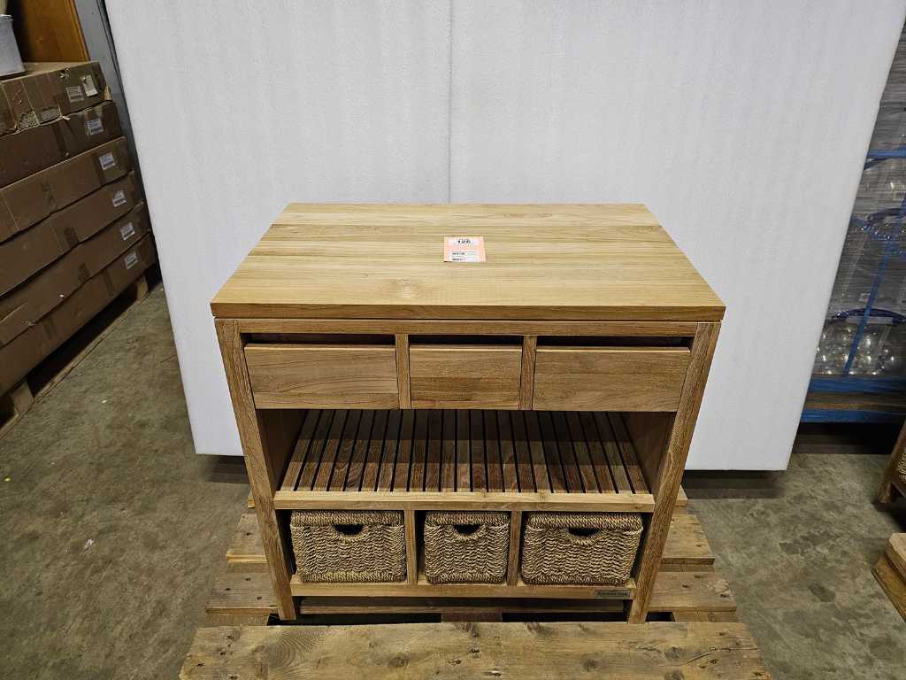 Teak-Line Teak Badezimmerschrank Bordeaux 80cm 2 Schubladen