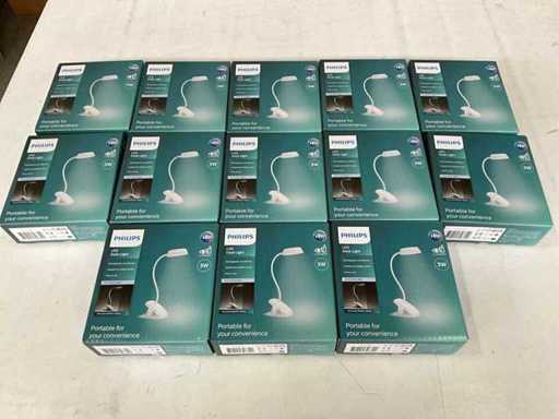 LED LED de bureau Philips DSK201 à double gradage avec clip rechargeable (13x)
