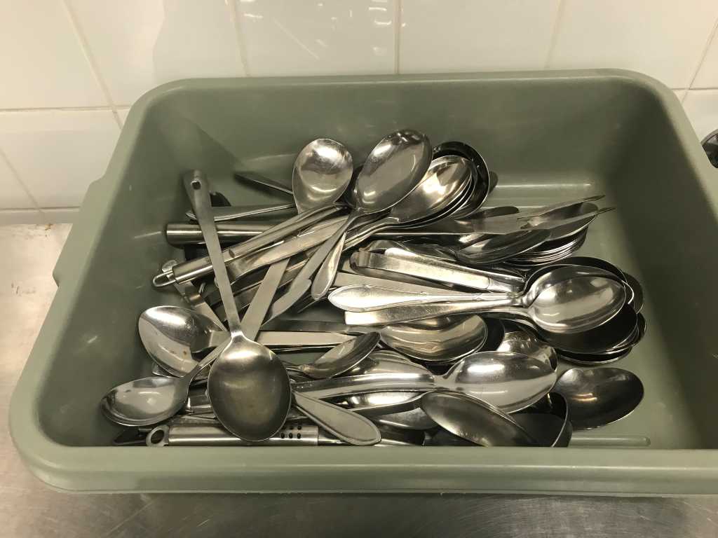 Batch of various serving spoons
