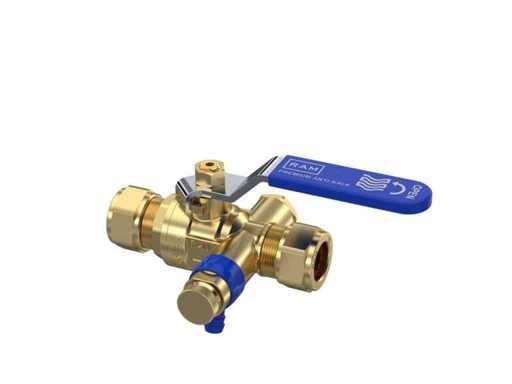 Valvola a sfera RAM con impianto di scarico 15x15mm compressione (58x)