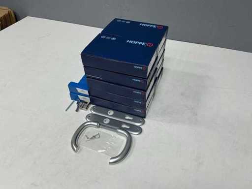 Door fittings, hinges, strike plates and window handles