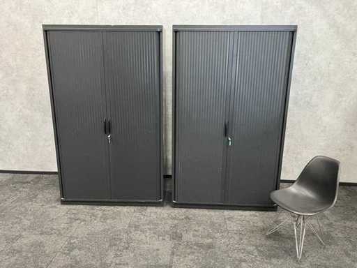 2x high steel roller shutter cabinet