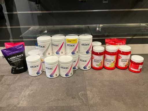 Various Etixx/Wcup sports drinks/powders