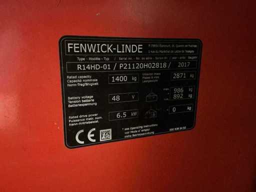 2017 Linde R14HD-01 Reach truck