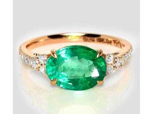 Bague de luxe en émeraude vert Zambia naturel 2,83 carats