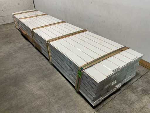 MDF skirting with cable duct white lacquered - 488x14x1.5 cm (50x)