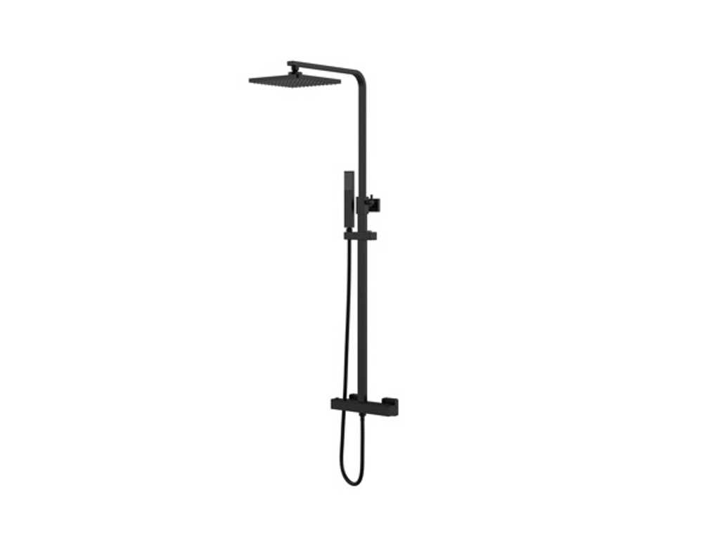 Klea - Square - Duș de ploaie cu robinet termostatic negru-pătrat