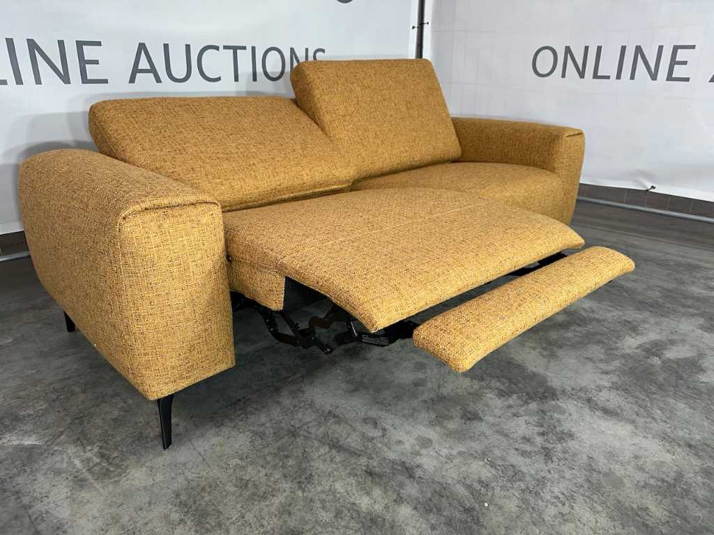 Montél – 3 Seater Sofa, Ochre Yellow Fabric, Electrically Adjustable Recliner