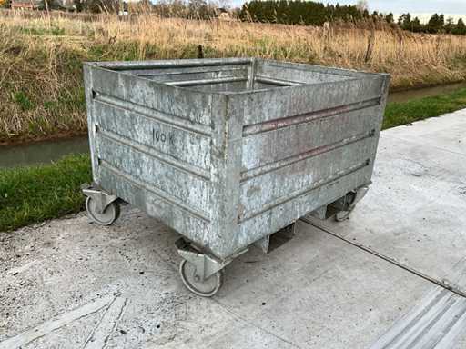 Verzinkte Metallpalettenkiste auf Rollen