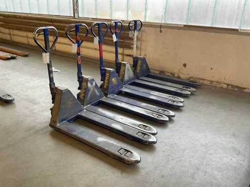 STÖCKLIN - Lots of hydraulic hand pallet trucks (5x)