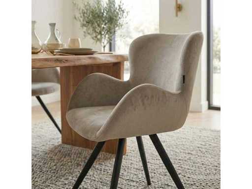 Set of 4 Dining Chair Tub with Armrest Beige 