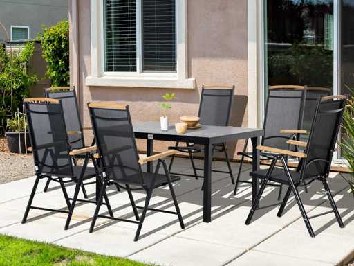 Tuinmeubilair voor 6 personen, aluminium frame