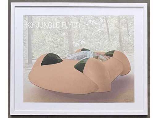 Panamarenko - K3 Jungle flyer - kleurendruk met diepdruk - professioneel ingelijst