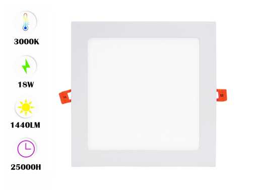 LED-paneel – Inbouw Vierkant – 18W – 3000K – Warm Wit (x10)