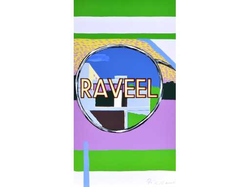 Roger Raveel - regardez dans le rétroviseur - sérigraphie couleur mise à jour à la main