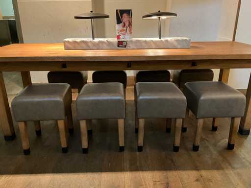 Cabine - Sgabello in legno con seduta in pelle (6x)