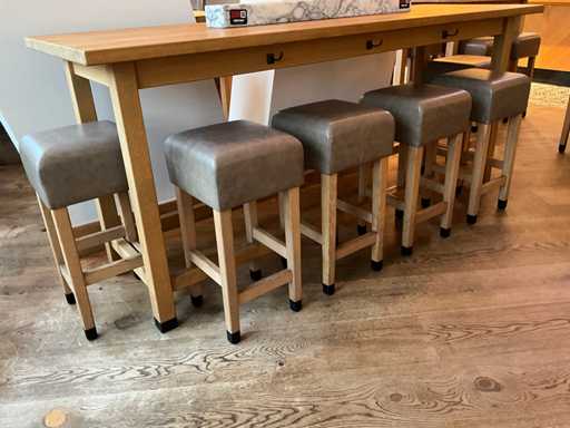 Hutten - Barkruk met lederen zitting (6x)