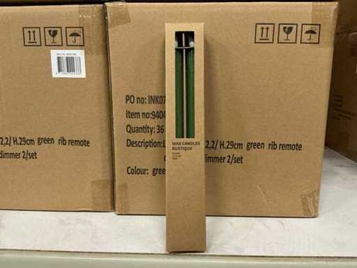 Lumânări Lot Led Wax Green Rib Ø2,2xH29cm 2/set (108x)