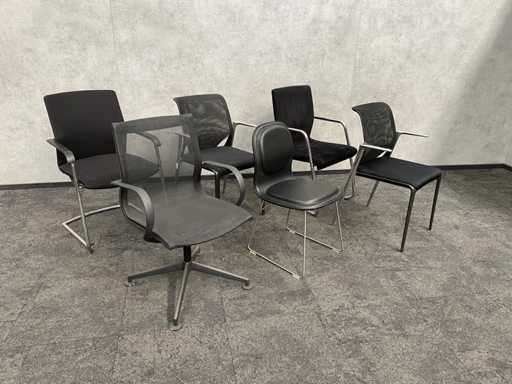6x conferentiestoel designmix zwart/chroom