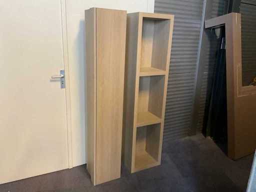 Säulenkabinett Eichenfurnier grau (2x)