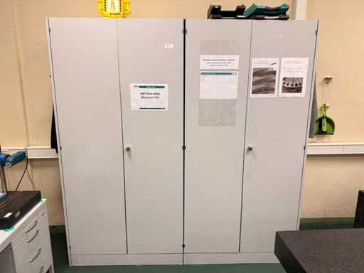 2x Büroschrank zweitürig 102x45x208 cm, Stahlfachböden