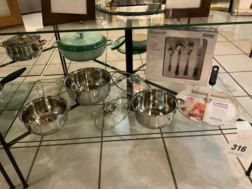 Ssw/Gsw Kookpotset met crepepan en 24 delig bestek