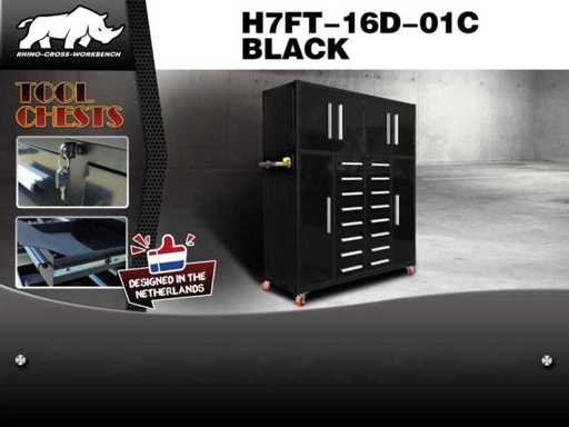 Rhino-Cross-Workbench H7FT-16D-01C Black - Workbench 16 Drawer 6 Doors