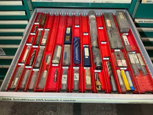 Post milling cutter with WP / milling cutter / drill bit and drawer cabinet